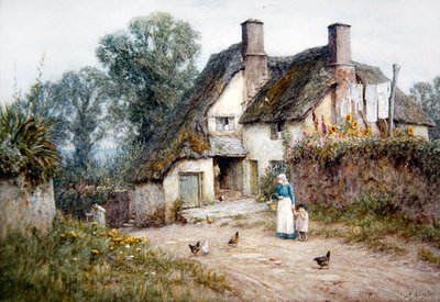 Sommerhus nær Paignton, Devon (akvarel på papir) af Helen Allingham