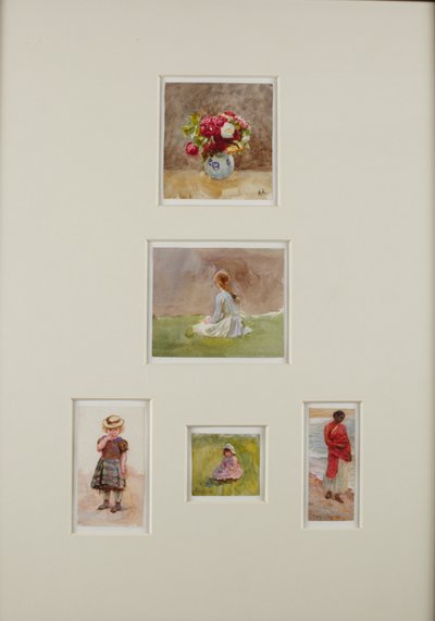 Fem skitser (akvarel på papir) af Helen Allingham