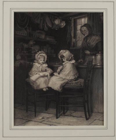 Fladjern til en farthing (blæk på papir) af Helen Allingham