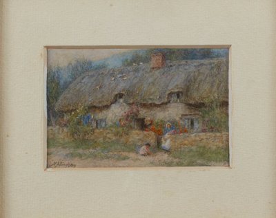 Grey Thatched Cottage (akvarel på papir) af Helen Allingham
