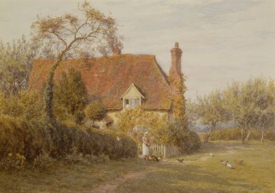 Hedges Farm, East End Farm, Pinner (blyant og akvarel) af Helen Allingham