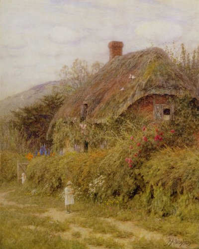Off Fishing, Surrey (wc på papir) af Helen Allingham
