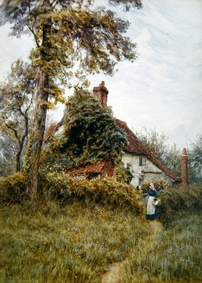 Old Farm at Pinner (akvarel på papir) af Helen Allingham