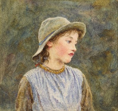 Portrætstudie af Hetty (wc på papir) af Helen Allingham