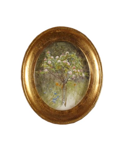 Rose Bush and Irises (watercolor on paper) af Helen Allingham