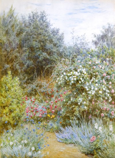 Roser i Gertrude Jekylls have, Munstead Wood, Surrey (akvarel) af Helen Allingham