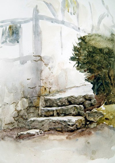 Steps at Bearsted, Kent (akvarel på papir) af Helen Allingham