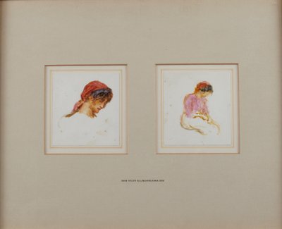 Studie af en pige i et rødt tørklæde af Helen Allingham