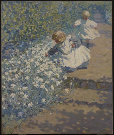 Plukker blomster, ca. 1912 af Helen Galloway McNicholl