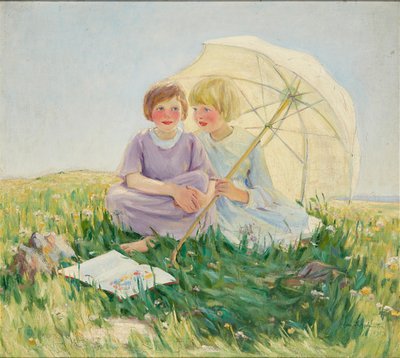 Parasollen (olie på lærred) af Helen S. Johnston