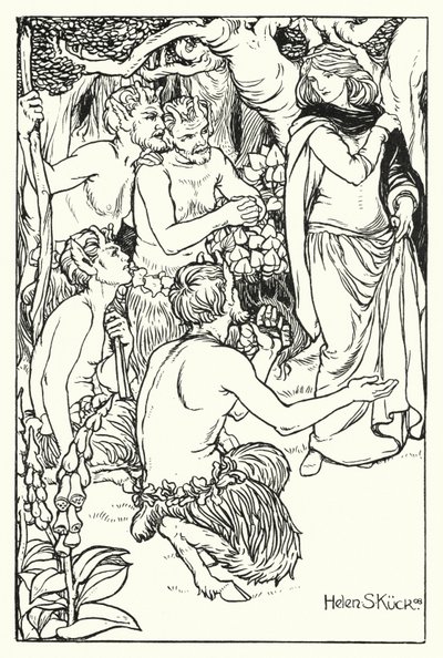 Una bliver reddet af satyrerne (gravering) af Helen S. Kuck