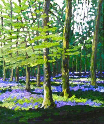 Bluebell Wood, 2009 (olie på lærred) af Helen White