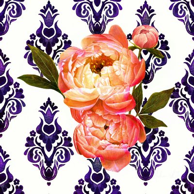 Peony on Delft, 2021 (akvarel) af Helen White