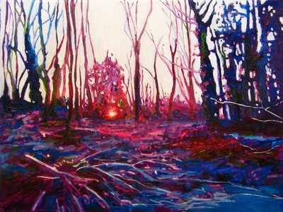 Solnedgang på frostet mark, 2009 (olie på lærred) af Helen White