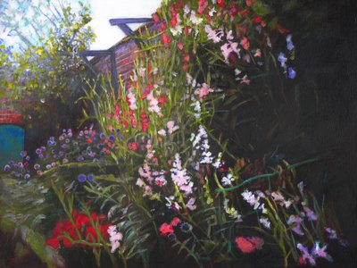 Walled Garden, 2020 (akryl om bord) af Helen White