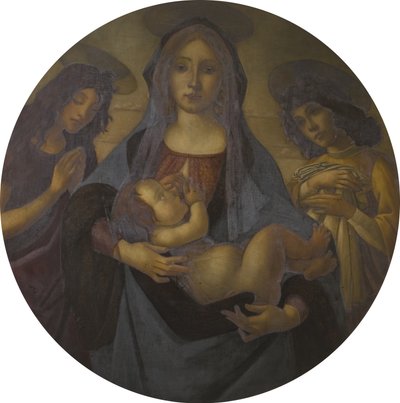 Jomfruen og barnet med Johannes og en engel (efter Botticelli), slutningen af det 19.-20. århundrede af Helen d.1937 Coombe