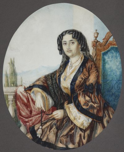 Portræt af prinsesse Nino Aleksandrovna Griboyedova født Chavchavadze, 1856 af Helene Franken