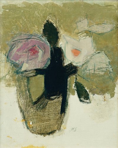 Røde roser i en vase af Helene Schjerfbeck
