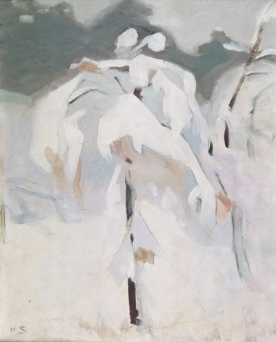 Snedækket birk, ca. 1913 (olie på panel) af Helene Schjerfbeck