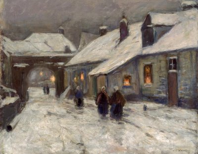 Vinter landsby gade af Helmuth Liesegang