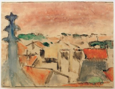Landsby under lilla himmel af Helmuth Macke