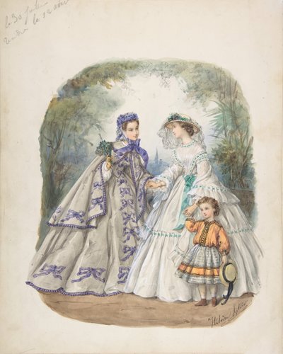 Illustration til et fransk modemagasin, ca. 1862. af Heloise Leloir
