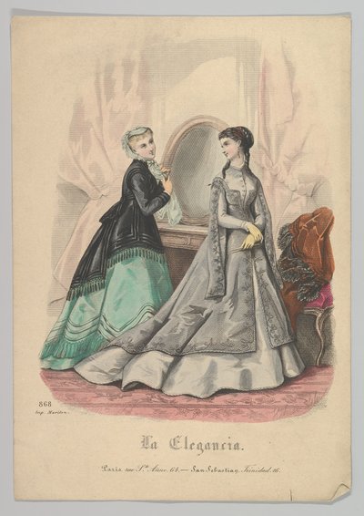 To kvinder med et spejl, nr. 868, fra La Elegancia San Sebastian, 1800-tallet. af Heloise Leloir