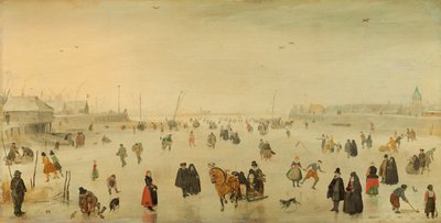 En scene på isen af Hendrick Avercamp