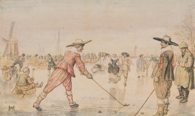 En vinterscene med to herrer, der spiller Colf af Hendrick Avercamp
