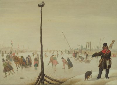 En andejæger og hans hund i et vinterlandskab (panel) af Hendrick Avercamp