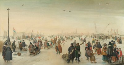 Nyder isen nær en by Vinterlandskab nær en by af Hendrick Avercamp