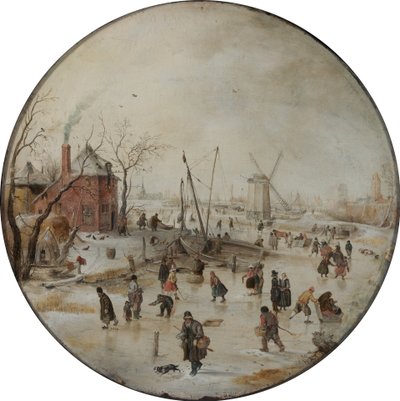 Frossen flod med skøjteløbere af Hendrick Avercamp