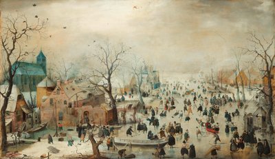 Tysk: Vinterlandskab med skøjteløbere Vinterlandskab med skøjteløbere af Hendrick Avercamp