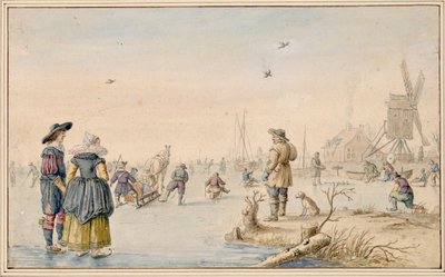 Hendrick Avercamp - Vinterlandskab med skøjteløbere, Albertina af Hendrick Avercamp