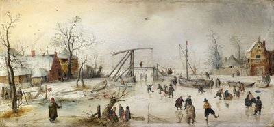 Scene på isen af Hendrick Avercamp