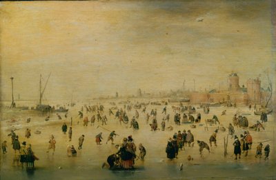Skating scene af Hendrick Avercamp