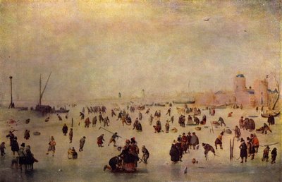 Skating scene af Hendrick Avercamp