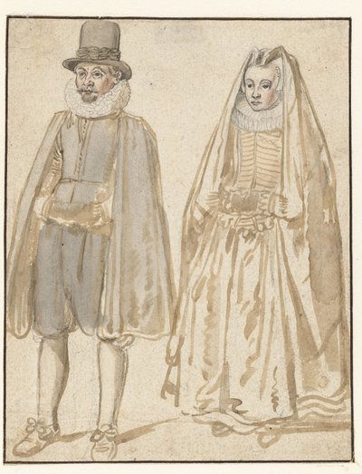Stående mand og kvinde, set forfra af Hendrick Avercamp