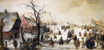 Vinterscene på en kanal af Hendrick Avercamp