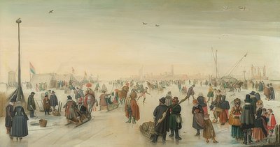 Vinterglæder foran byen. Omkring 1620 af Hendrick Avercamp