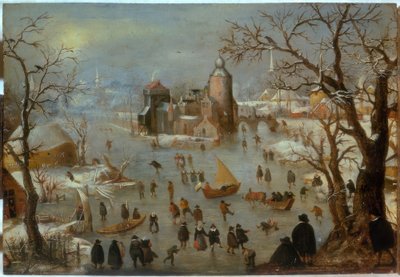 Vinterlandskab med skøjteløbere af Hendrick Avercamp