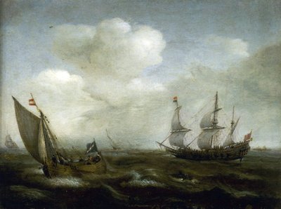 Hollandsk skib og fiskerbåd i brisen af Hendrick Cornelisz Vroom