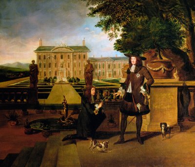 John Rose, Kongens Gartner, præsenterer Charles II for en ananas, 1600-tallet af Hendrick Danckerts