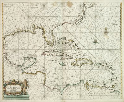 Pascaerte van de Caribische eylanden, van de Barbados tot aende Bocht van Mexico af Hendrick Doncker