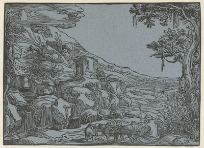Arkadisk landskab af Hendrick Goltzius (rejected attribution)