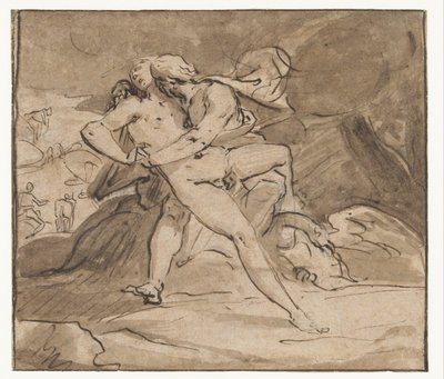 Jupiter omfavner Io af Hendrick Goltzius (school of)
