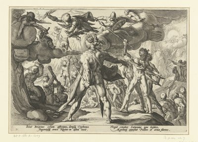Giganternes angreb på gudernes verden Ovids metamorfoser (serietitel) af Hendrick Goltzius (workshop of)
