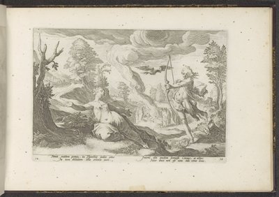 Apollo doodt Coronis Ovids Metamorfosen (serietitel) Herscheppingen van P. Ovidius Naso (serietitel) af Hendrick Goltzius (workshop of)