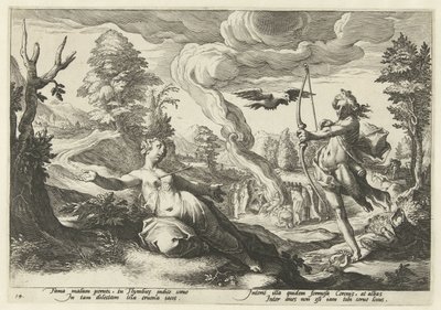 Apollo doodt Coronis Ovids Metamorfosen (serietitel) af Hendrick Goltzius (workshop of)