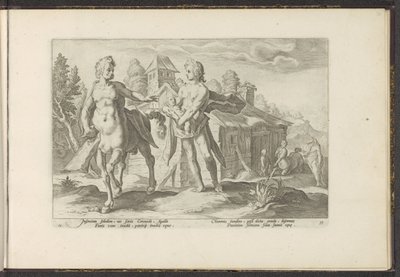 Apollo overlader Asclepius til Chiron Ovids metamorfoser (serietitel) Genskabelser af P. Ovidius Naso (serietitel) af Hendrick Goltzius (workshop of)